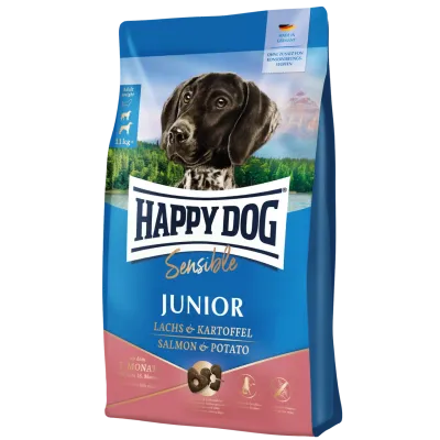 Сухой беззерновой корм для юниоров средних и крупных пород Happy Dog Junior Salmon&Potato 10 кг
