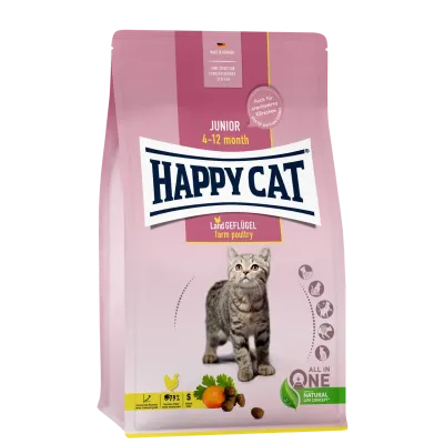 Сухой корм для котят c 4 до 12 месяцев с чувствительным пищеварением Happy Cat Geflugel с птицей 10 кг Сухой корм для котят c 4 до 12 месяцев с чувствительным пищеварением Happy Cat Geflugel с птицей 10 кг