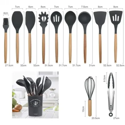 Набір кухонного приладдя Kitchen Set 12 предметів Чорний Набір кухонного приладдя Kitchen Set 12 предметів Чорний