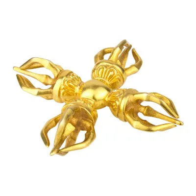 Подвійний схрещений ваджр HandiCraft Бронза Позолота П'ять спиць 11 см (26370) Подвійний схрещений ваджр HandiCraft Бронза Позолота П'ять спиць 11 см (26370)