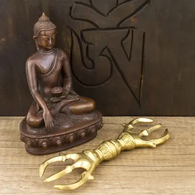 Ваджр HandiCraft плаский Бронза Три спиці 16.5 см (26359) Ваджр HandiCraft плаский Бронза Три спиці 16.5 см (26359)