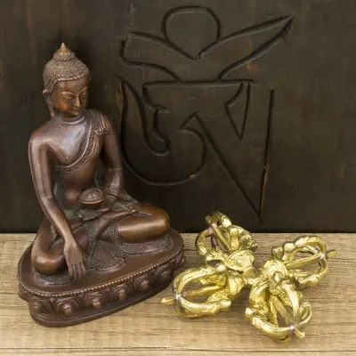 Подвійний схрещений ваджр HandiCraft Бронза П'ять спиць 10.4 см (26378)
