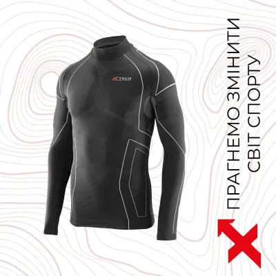 Термокофта з комірцем (лонгслів) X-Tech Maglia Race 3 Munica Lunga lupetto Nero XXL/XXXL Чорна Термокофта з комірцем (лонгслів) X-Tech Maglia Race 3 Munica Lunga lupetto Nero XXL/XXXL Чорна