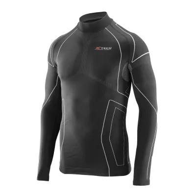 Термокофта с воротничком (лонгслив) X-Tech Maglia Race 3 Munica Lunga lupetto Nero XXL/XXXL Черная Термокофта с воротничком (лонгслив) X-Tech Maglia Race 3 Munica Lunga lupetto Nero XXL/XXXL Черная