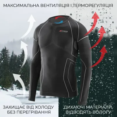 Термокофта (лонгслів) X-Tech Maglia Race 3 Munica Lunga giroc Nero S/M Чорна Термокофта (лонгслів) X-Tech Maglia Race 3 Munica Lunga giroc Nero S/M Чорна