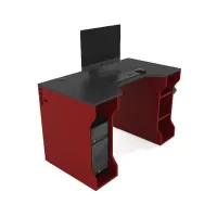 Геймерський стіл ZEUS TRON-4 чорна стільниця / бордові опори Геймерський стіл ZEUS TRON-4 чорна стільниця / бордові опори