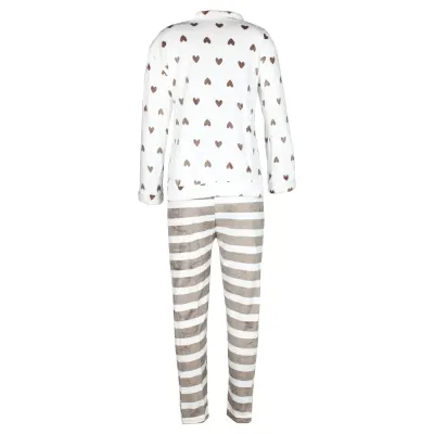 Жіноча піжама No Brand Heart 2XL White-Brown Жіноча піжама No Brand Heart 2XL White-Brown