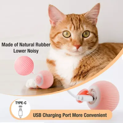 Игрушка для кошки Union USB smart мяч-шарик PetGravity с хаотичным движением и световой панели Pink
