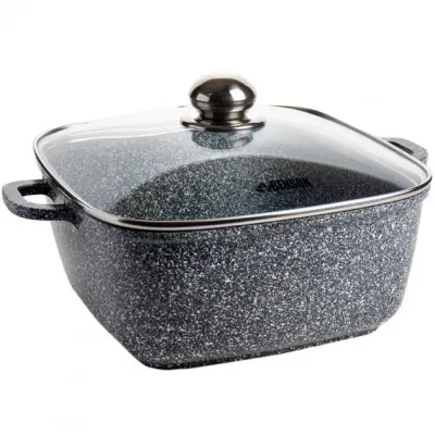 Кастрюля с крышкой мраморное покрытие Benson BN 362 5.1 л 24 см Черный