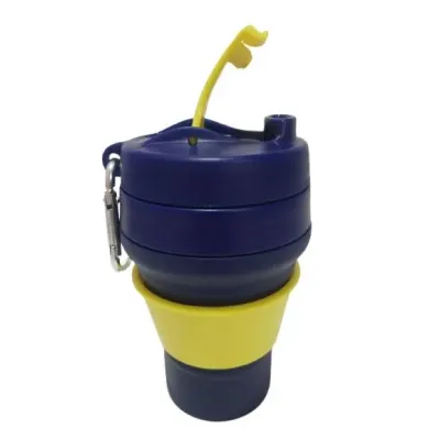 Складана силіконова склянка з кришкою та трубочкою 350 мл Tonna Waist BLUE and YELLOW Складана силіконова склянка з кришкою та трубочкою 350 мл Tonna Waist BLUE and YELLOW