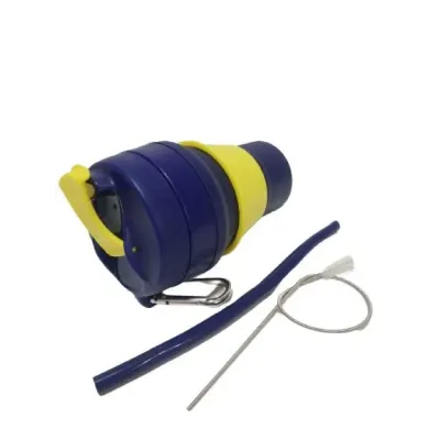 Складана силіконова склянка з кришкою та трубочкою 350 мл Tonna Waist BLUE and YELLOW Складана силіконова склянка з кришкою та трубочкою 350 мл Tonna Waist BLUE and YELLOW