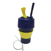 Складана силіконова склянка з кришкою та трубочкою 350 мл Tonna Waist BLUE and YELLOW Складана силіконова склянка з кришкою та трубочкою 350 мл Tonna Waist BLUE and YELLOW