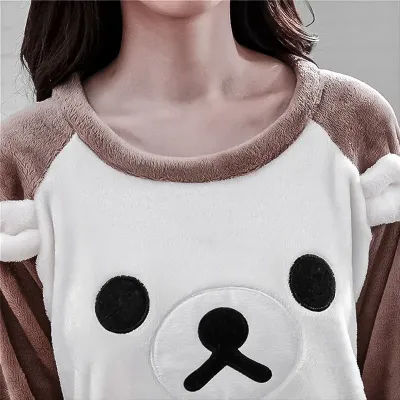 Жіноча піжама Lesko Bear White 2XL Коричнево-білий (10436-54903)