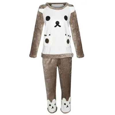 Жіноча піжама No Brand Bear XL Brown-White Жіноча піжама No Brand Bear XL Brown-White