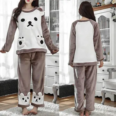 Жіноча піжама No Brand Bear XL Brown-White Жіноча піжама No Brand Bear XL Brown-White