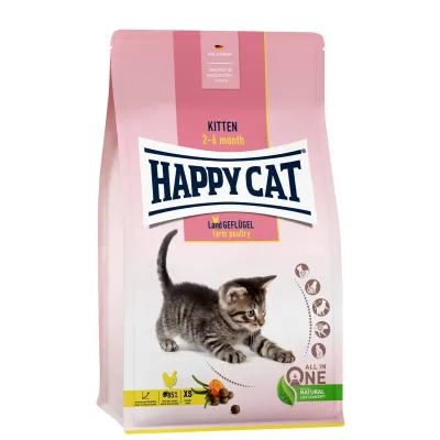 Сухий корм для кошенят з 2 до 6 місяців з чутливим травленням Happy Cat Kitten Geflugel з птицею 4 кг (70536)