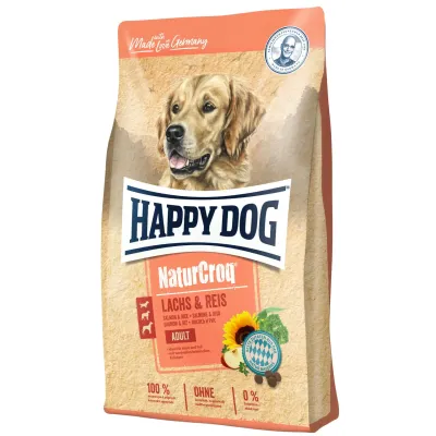 Сухой корм для взрослых собак всех пород Happy Dog Naturcroq Lachs & Reis с лососем и рисом 4 кг