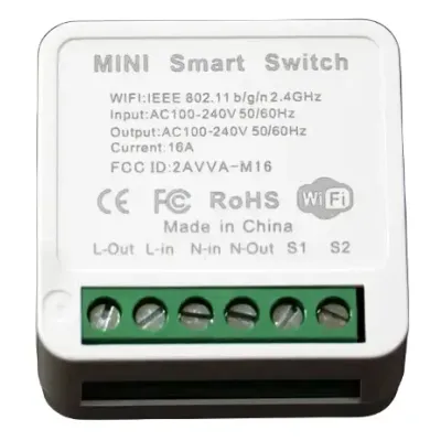 Умный беспроводной включатель RIAS M-16 Wi-Fi 220V 16A/3520W White (3_01781)