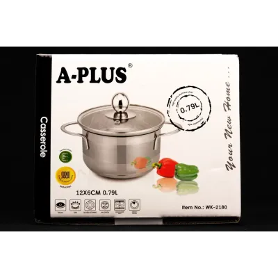 Кастрюля со стеклянной крышкой A-Plus 12 см 0,79л WK-2180
