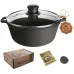 Кастрюля чугунная (казан) S&T 3,0 л с стеклянной крышкой и литыми ручками T402C3Ук