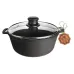 Кастрюля чугунная (казан) S&T 3,0 л с стеклянной крышкой и литыми ручками T402C3Ук