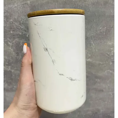 Банка керамічна Limited Edition Marble 900 мл біла 202С-007-А2