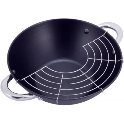 Казан чугунный с антипригарным мраморным покрытием Kamille Wok KM-4815