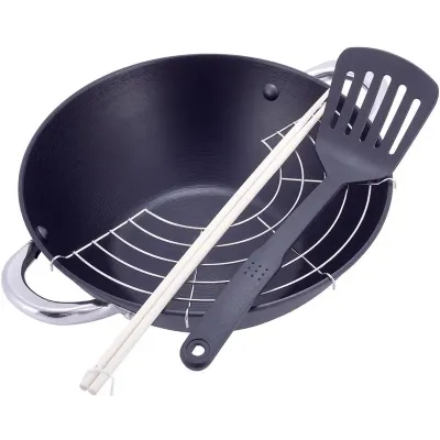 Казан чугунный с антипригарным мраморным покрытием Kamille Wok KM-4815
