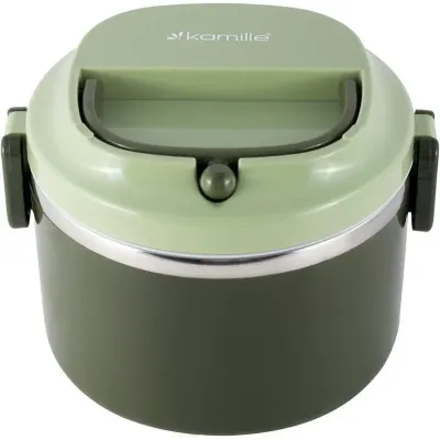 Ланч бокс пластиковий корпус внутрішня ємність сталь нержавіюча Kamille зелений KM-2135