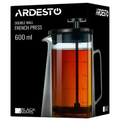 Френч-пресс с двойными стенками 600 мл Ardesto Black Mars AR1906DW