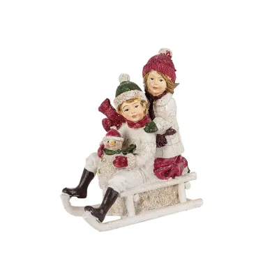 Статуэтка Lefard Christmas Kids на салазках 12х6 см Белый (AL186505)