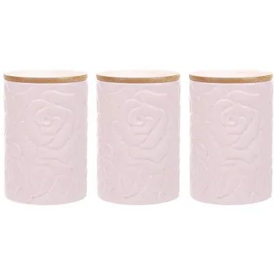 Банки Lefard Porcelain Rose Pink 3 шт 500 мл Розовый (AL186529) Банки Lefard Porcelain Rose Pink 3 шт 500 мл Розовый (AL186529)