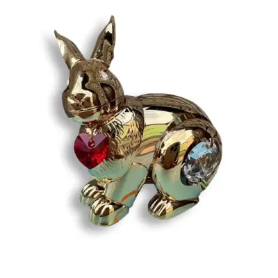 Статуэтка Crystocraft Кролик Хрустальное сердце со стразами Swarovski 6х6 см Gold (AL186563)
