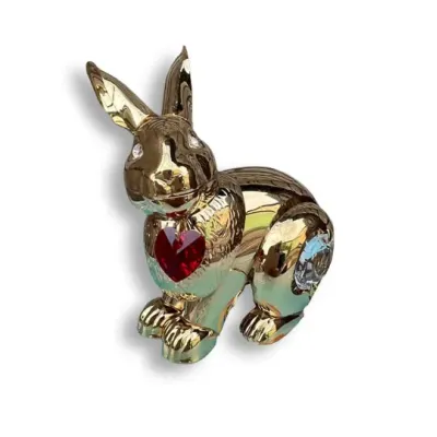 Статуэтка Crystocraft Кролик Хрустальное сердце со стразами Swarovski 6х6 см Gold (AL186563)