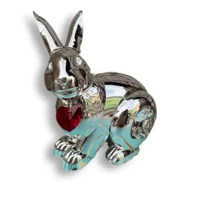 Статуэтка Crystocraft Кролик Хрустальное сердце со стразами Swarovski 6х6 см Silver (AL186564)