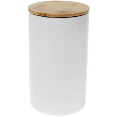 Керамическая банка Romberro 900ml с бамбуковой крышкой белая матовая DP218237 BonaDi