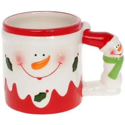 Різдвяна керамічна кружка Snowman 400ml BonaDi DP218248