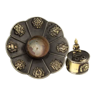Подставка для благовоний Символы счастья HandiCraft Медь Чеканка 10 х 7.5 см (22294) Подставка для благовоний Символы счастья HandiCraft Медь Чеканка 10 х 7.5 см (22294)