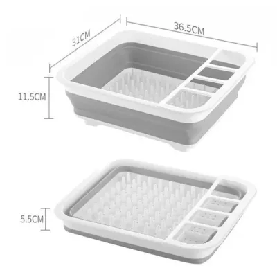 Сушилка для посуды RIAS складная силиконовая White-Gray (3_01659) Сушилка для посуды RIAS складная силиконовая White-Gray (3_01659)