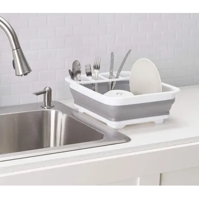 Сушилка для посуды RIAS складная силиконовая White-Gray (3_01659) Сушилка для посуды RIAS складная силиконовая White-Gray (3_01659)