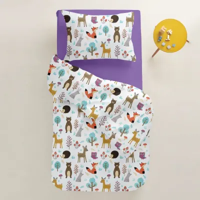 Підліткова постіль з простирадлом на гумці Colorful Animals CS8 COSAS Бежевий 160х220 см