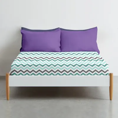 Простирадло на резинці 80х160 см MINT ZIGZAG COSAS М'ятний