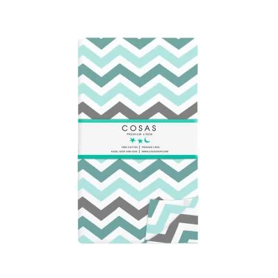 Простирадло на резинці 80х160 см MINT ZIGZAG COSAS М'ятний