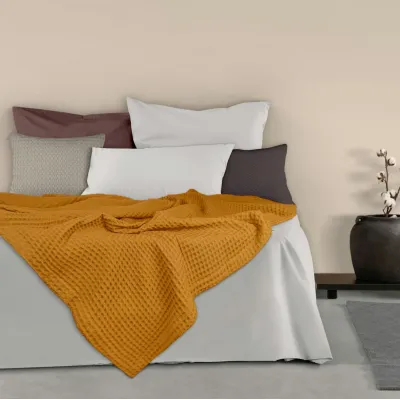 Покривало 75x95 Curcuma Greek Waffle COSAS гірчичний Покривало 75x95 Curcuma Greek Waffle COSAS гірчичний