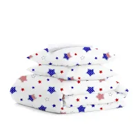 Двоспальна постіль з простирадлом на гумці Star America White COSAS Синій 180х220 см