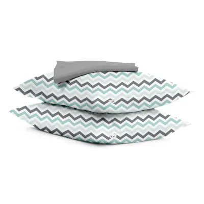 Набор наволочки и простыни 3 шт ZIGZAG MINT GREY COSAS мятный серый