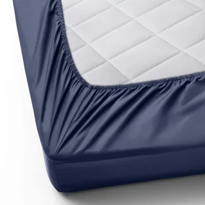 Сімейна постіль з простирадлом на гумці Star America Dark Blue COSAS Синій 2х160х220 см