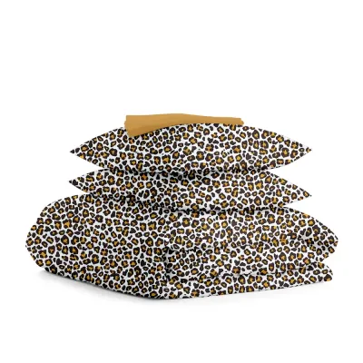 Двуспальная постель с простыней на резинке Leopard COSAS Бежевый 180х220 см
