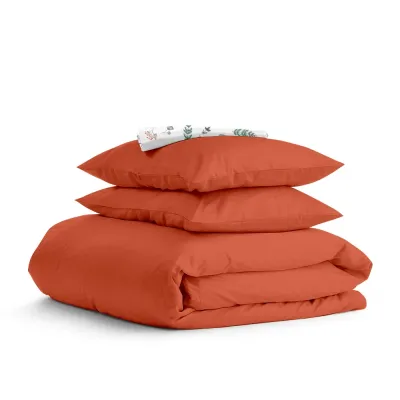 Полуторна постіль з простирадлом на гумці Rust CS3 COSAS помаранчевий 160х220 см