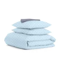 Полуторна постіль з простирадлом на гумці Mini Dots CS12 COSAS Блакитний 160х220 см